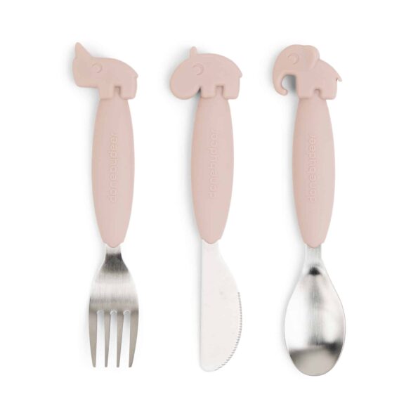 Easy-grip cutlery set – Deer friends – Powder